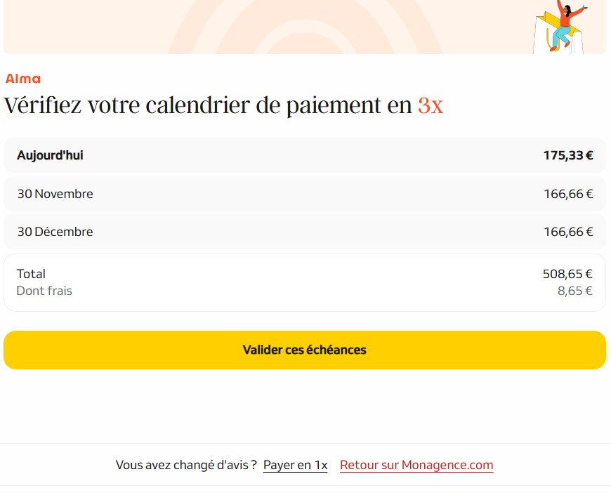 Paiement de voyage en 3 fois ou 4 fois